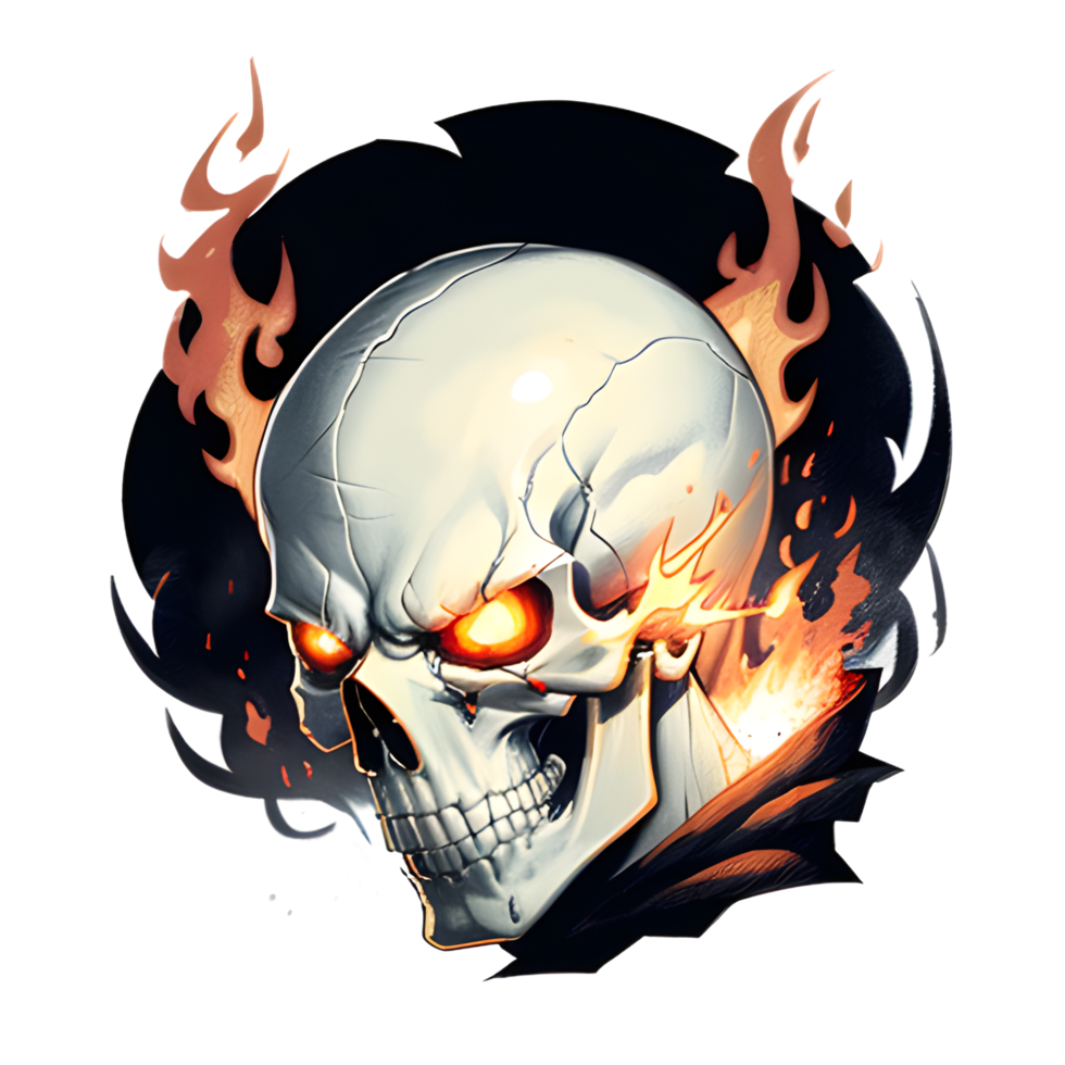 cool skull illustration on transparent background png