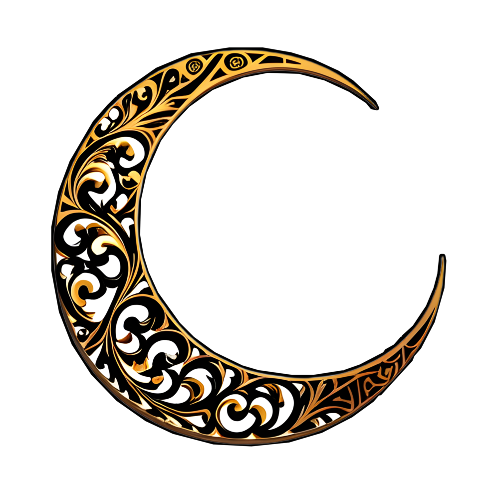 illustrazione di un' mezzaluna Luna inciso nel oro colore png