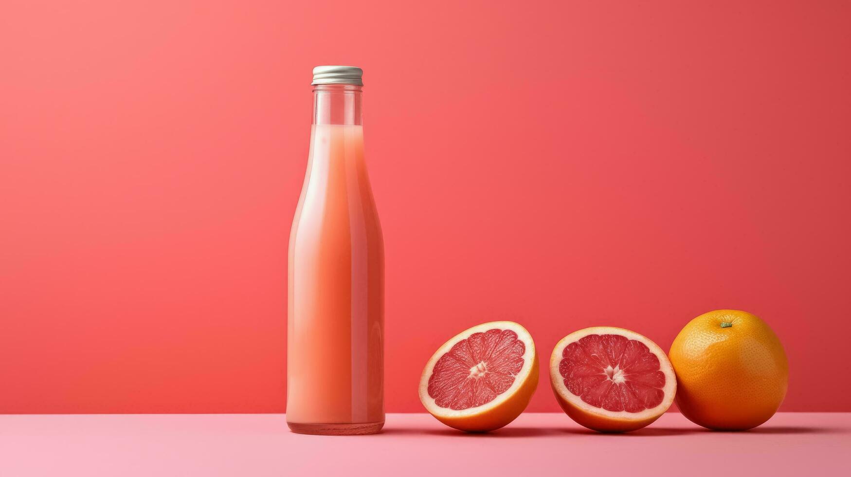 Grapefruit smoothie isolated on pink background with copy space photo