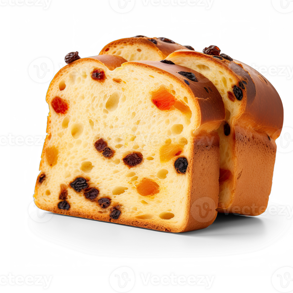 Slice of panettone isolated on transparent background png