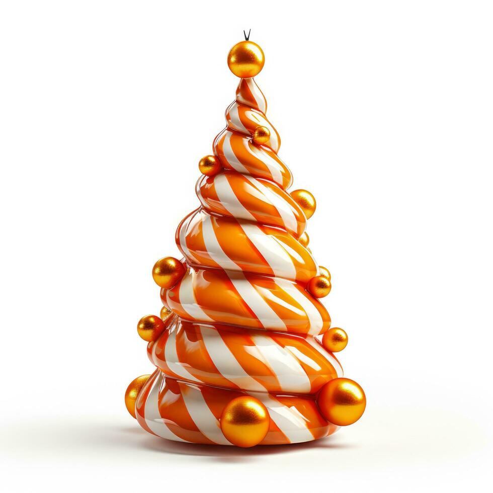 Orange Christmas tree candy cane isolated on white background photo