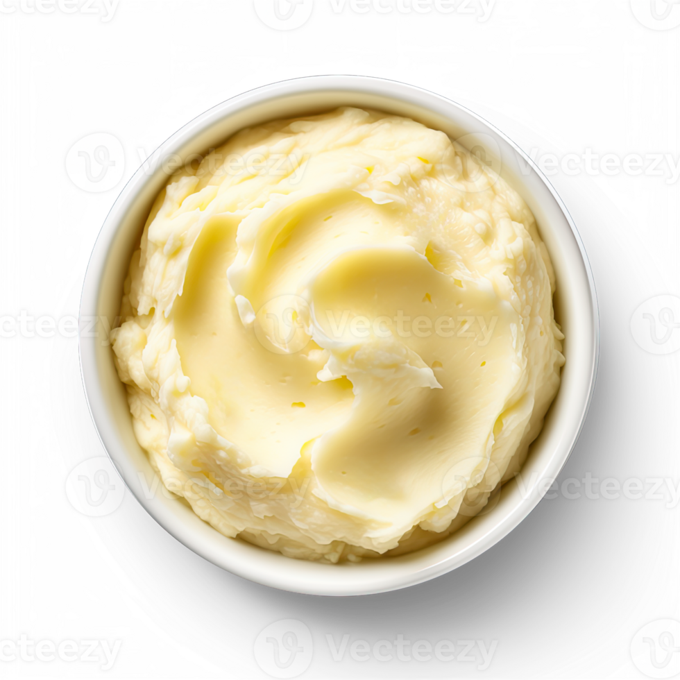 Mashed potatoes top view isolated on transparent background png