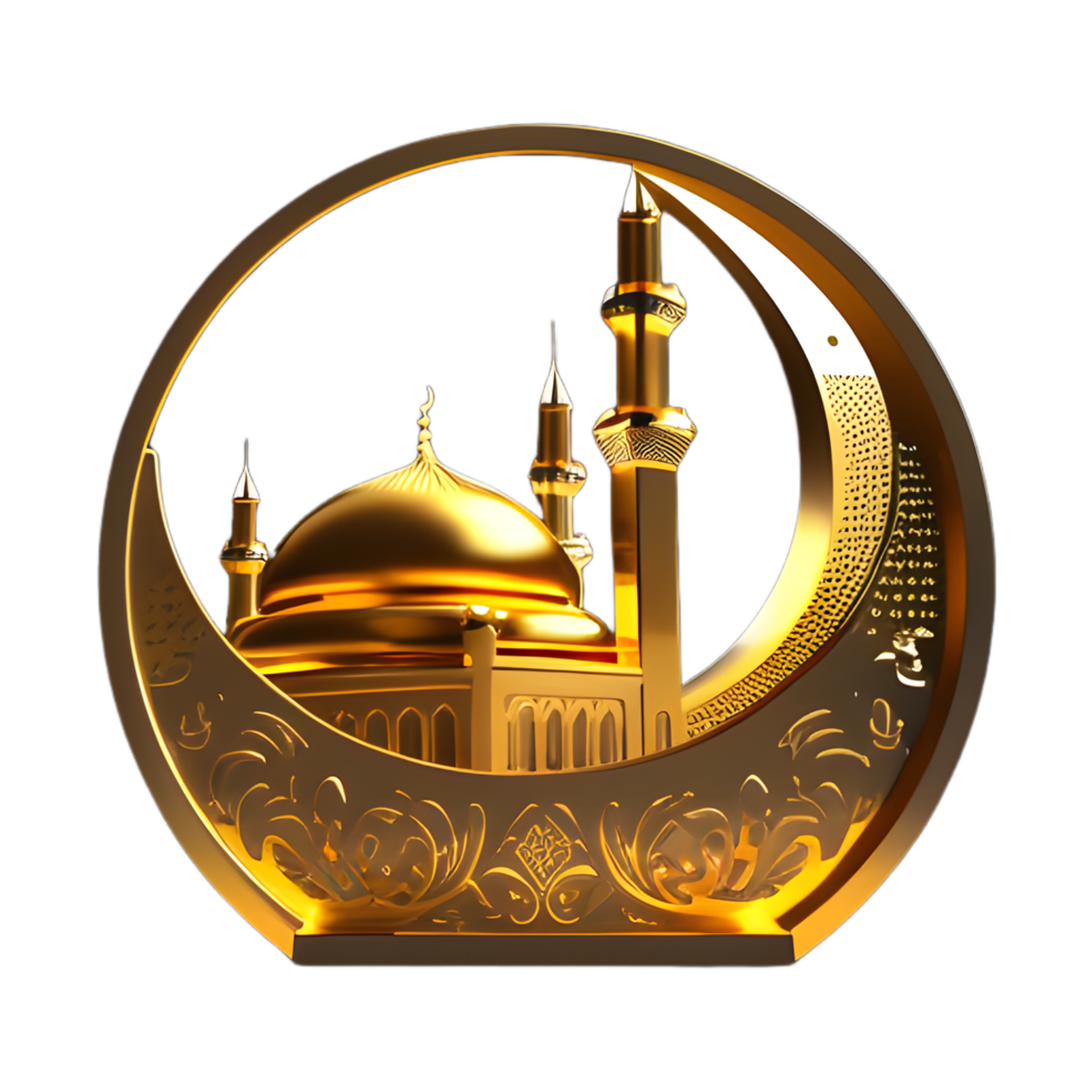 Golden Luxury Mosque on Transparent Background png