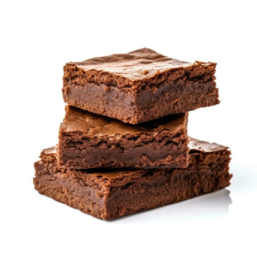 Delicious brownies isolated on white background photo