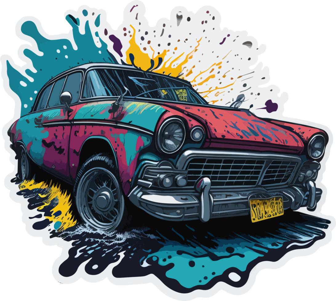 Splash Art Illustration of Vintage Car png