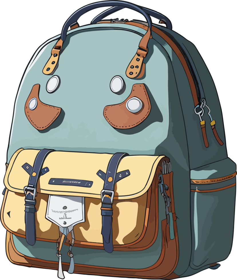 School Backpack Cartoon Illustration with png