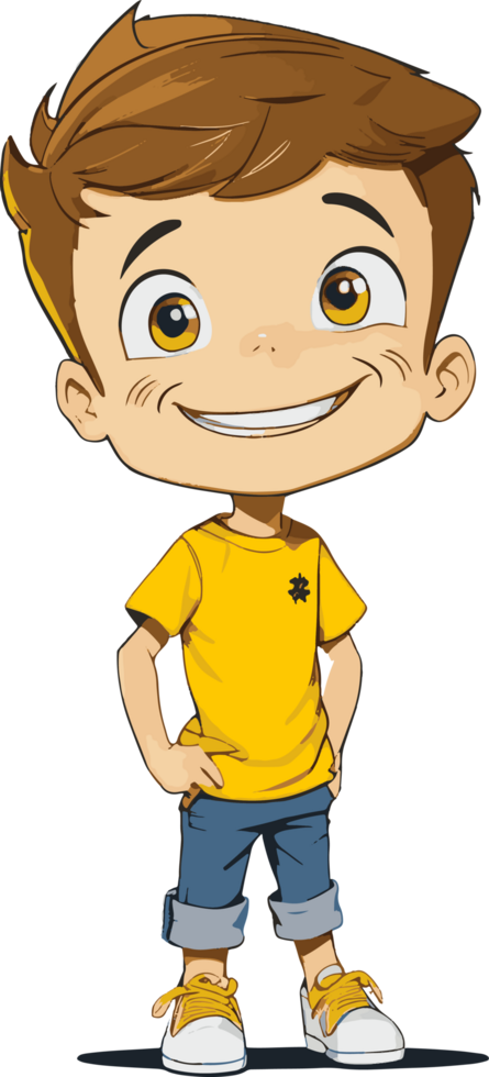 Smilling boy cartoon ai generative png