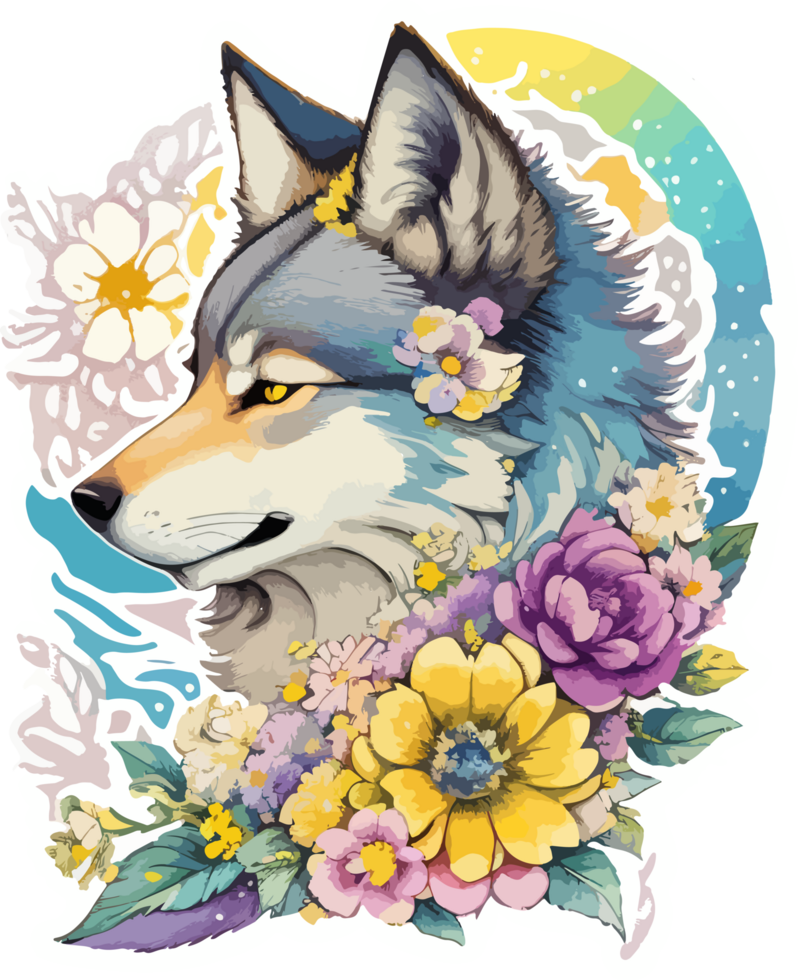 Beauty Wolf Face Sticker AI Generative png