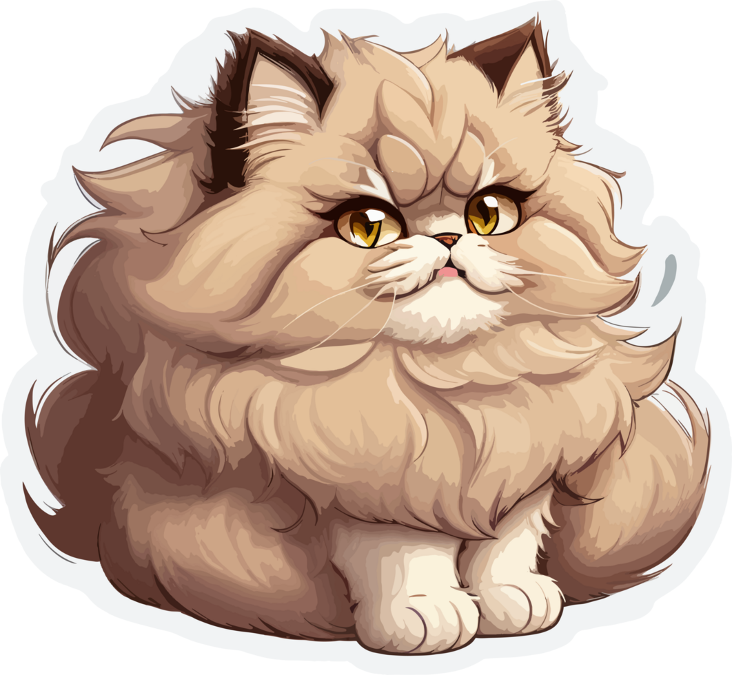 Fluffy Persian Cat Cartoon Sticker png