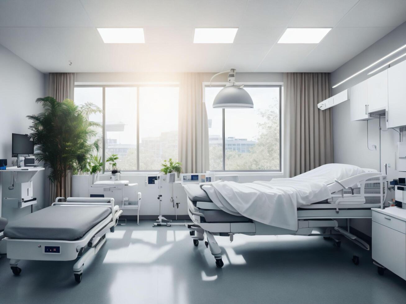 Interior of a hospital in patient room photo