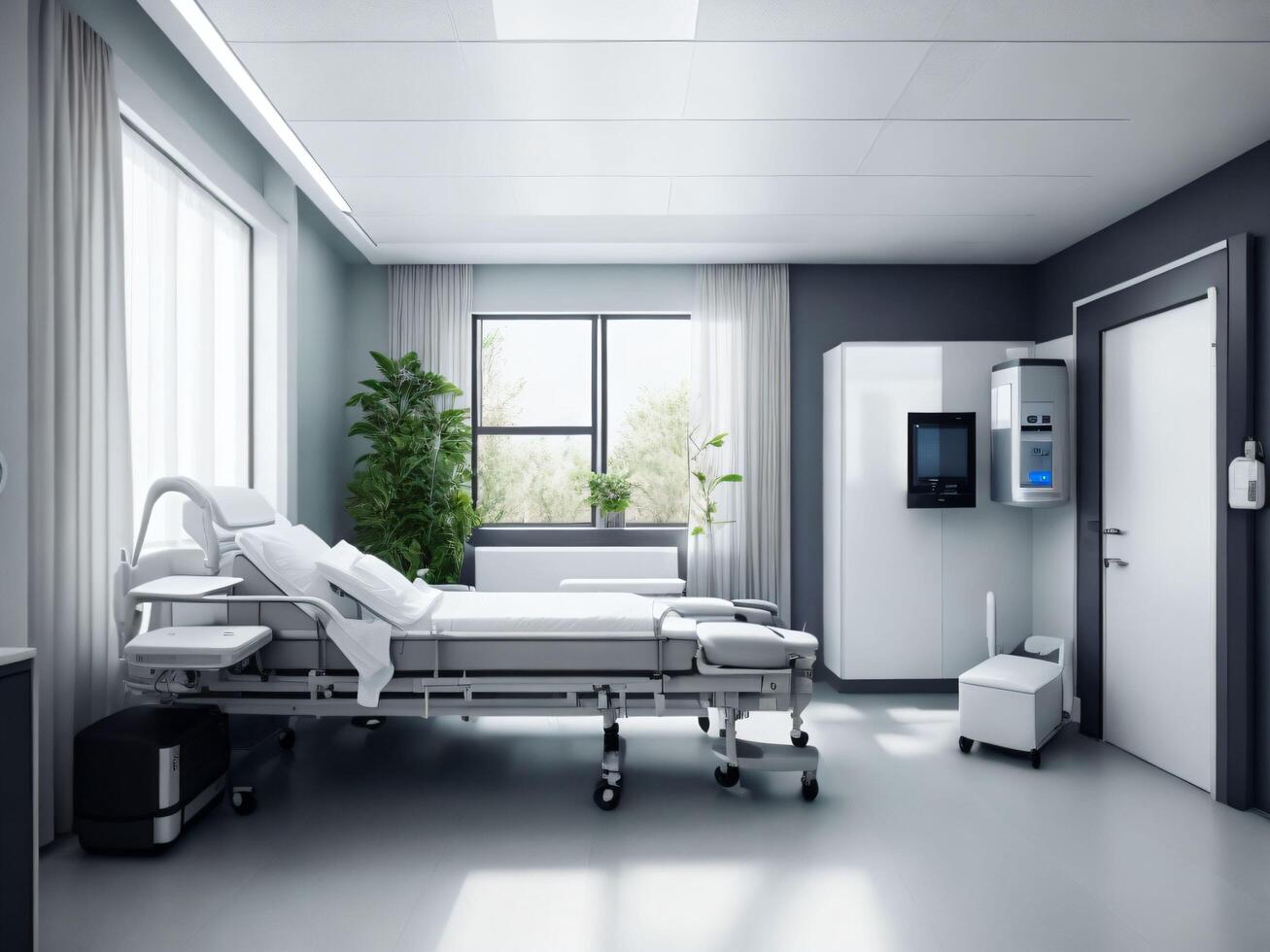 Interior of a modern hospital in patient room photo