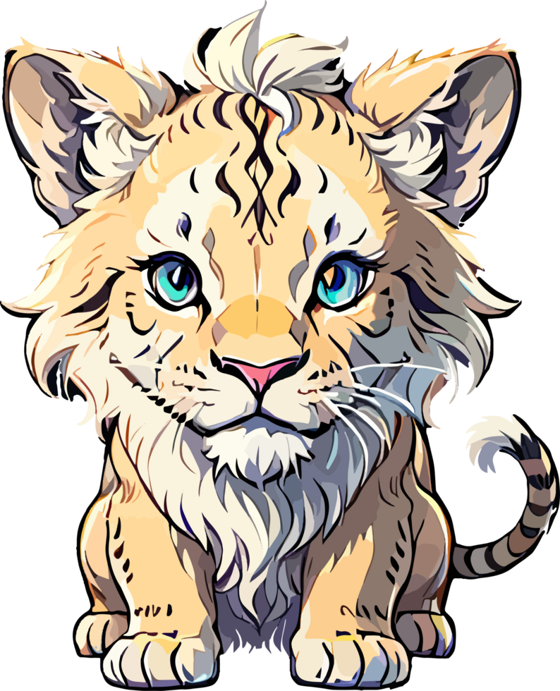 mignonne bébé Lion visage autocollant ai génératif png