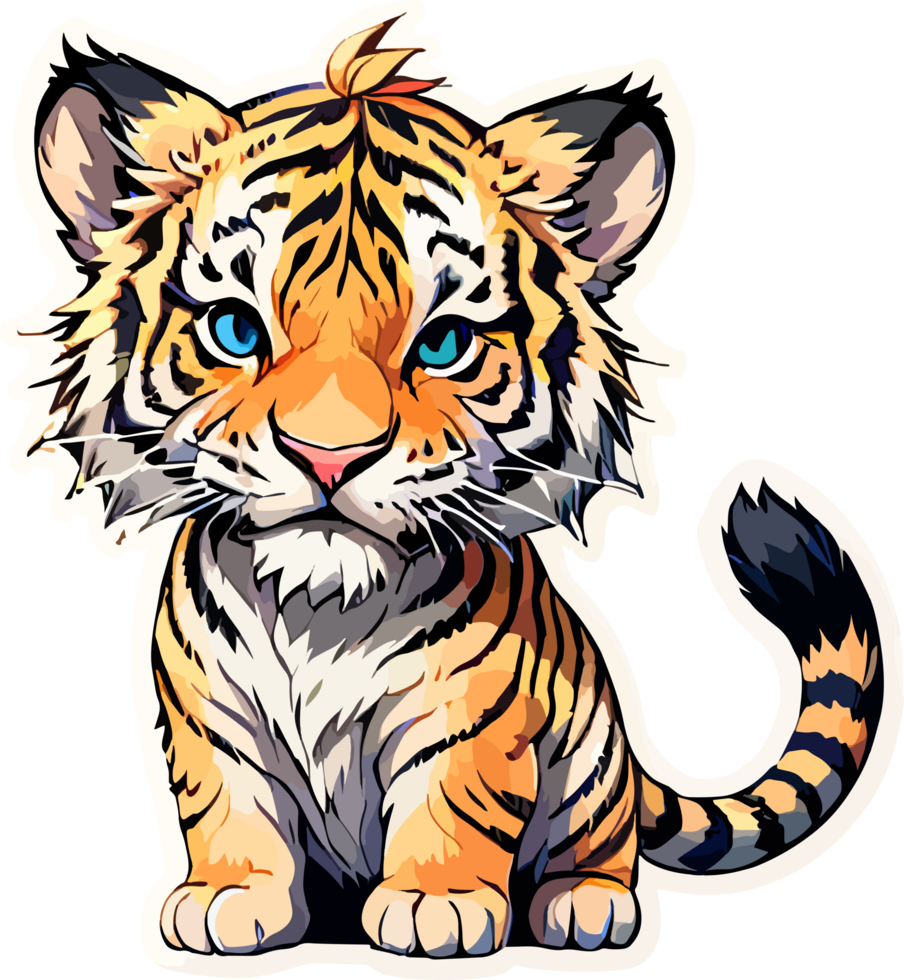 Cute Baby Tiger Illustration in AI Generative png