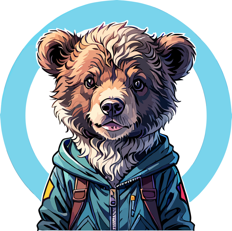 Cartoon of Bear Wearing Hoodie with AI Generative png