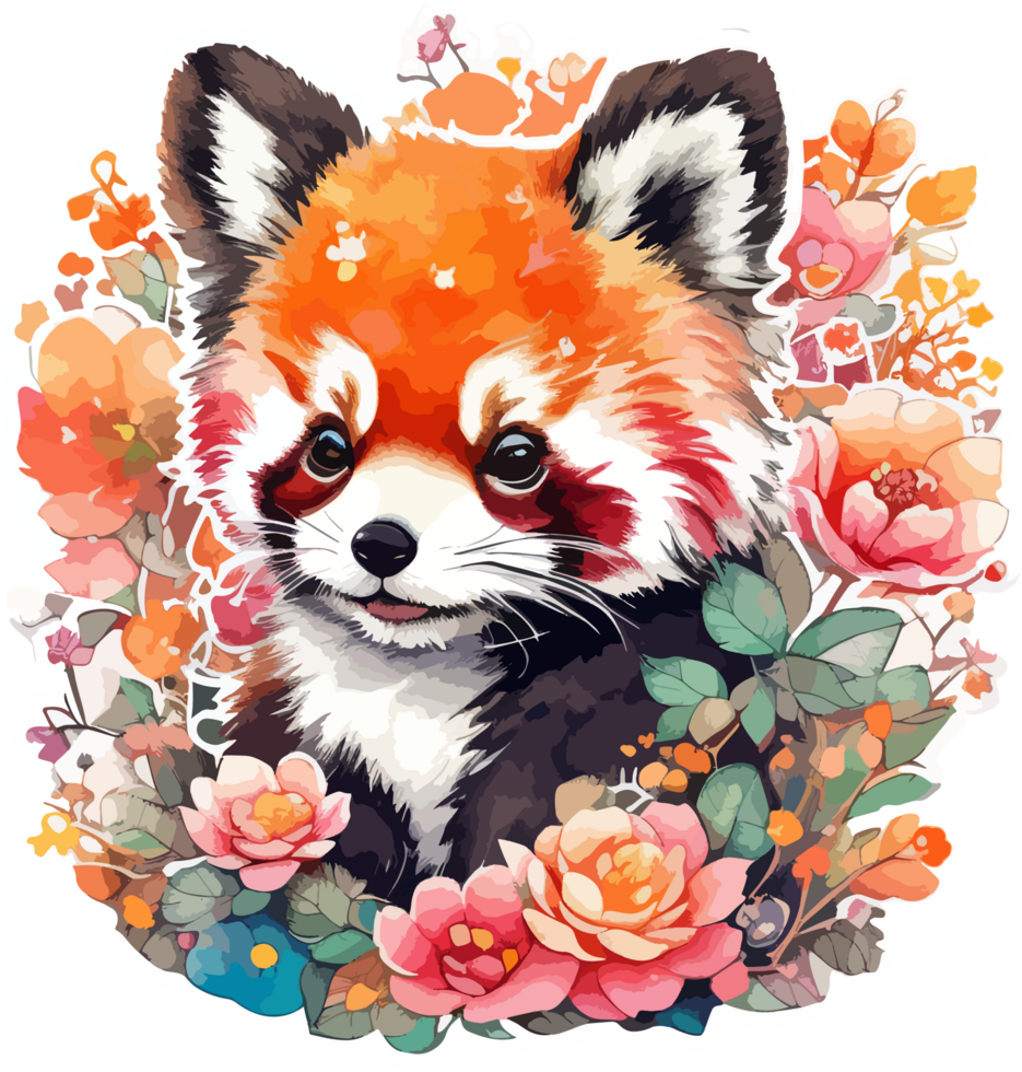 Cute Red Panda Illustration AI Generative png