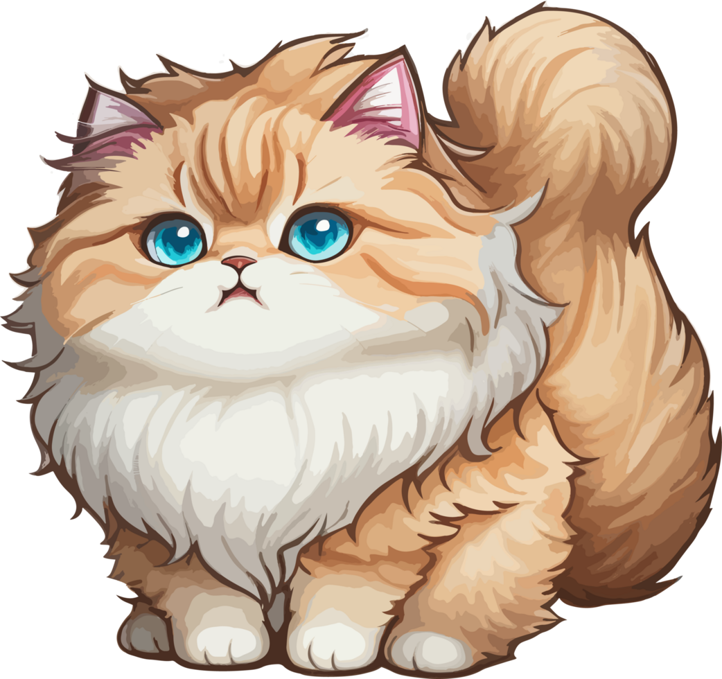 Fluffy Muchkin Cat Illustration with AI Generative png