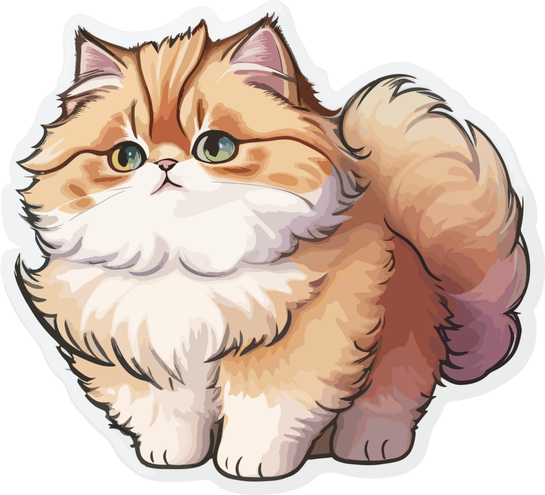 Fluffy Muchkin Cat Cartoon AI Generative png