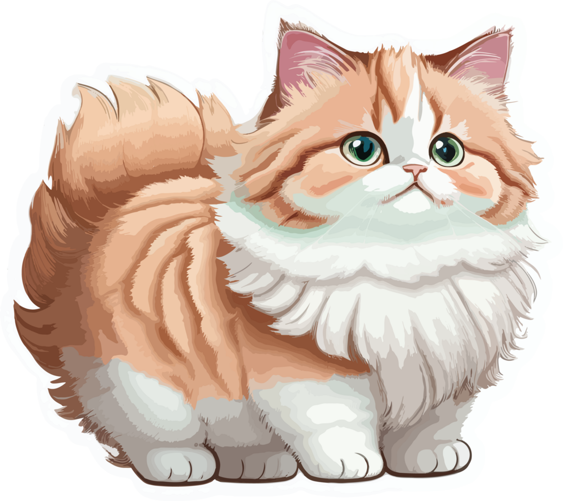 Brown Muchkin Cat Sticker AI Generative png