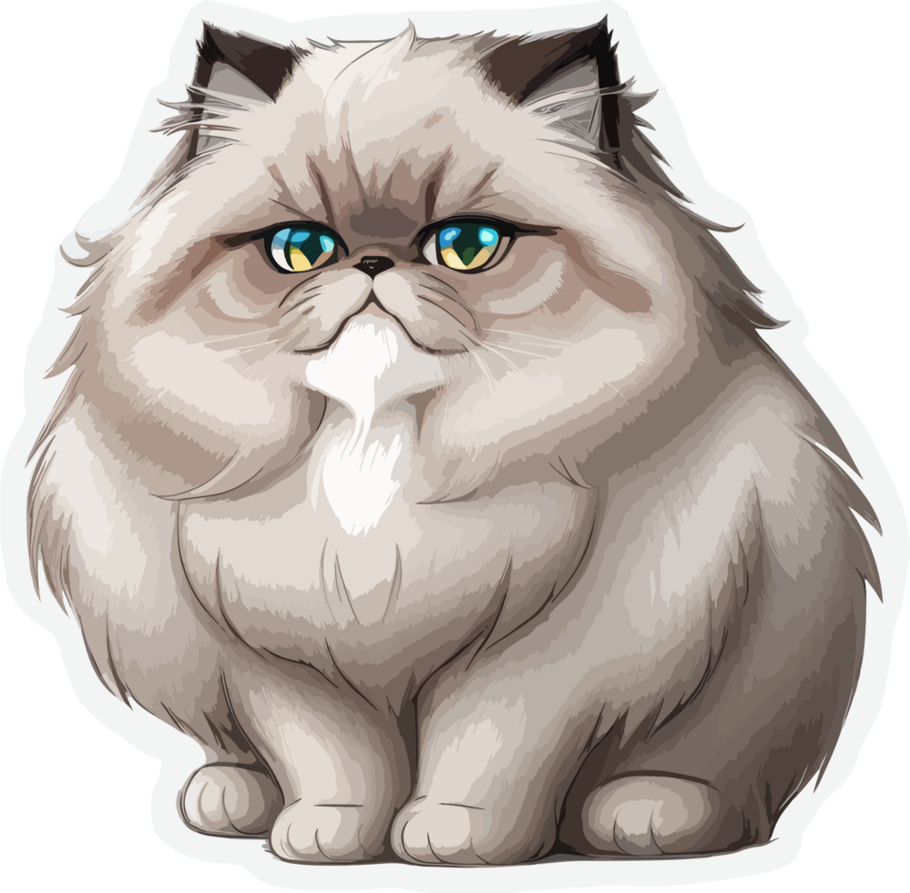 Fluffy Himalayan Cat Sticker with AI Generative png