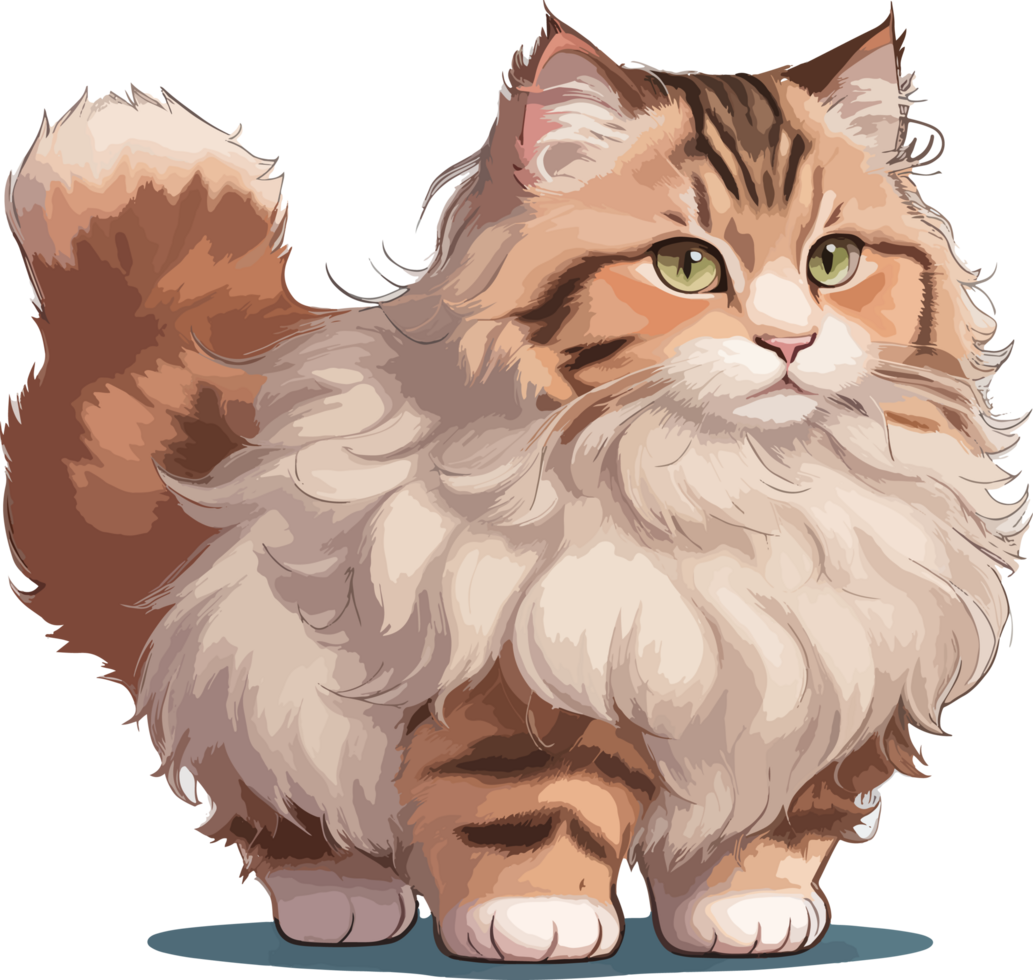 Fluffy Scottish Cat Sticker with AI Generative png