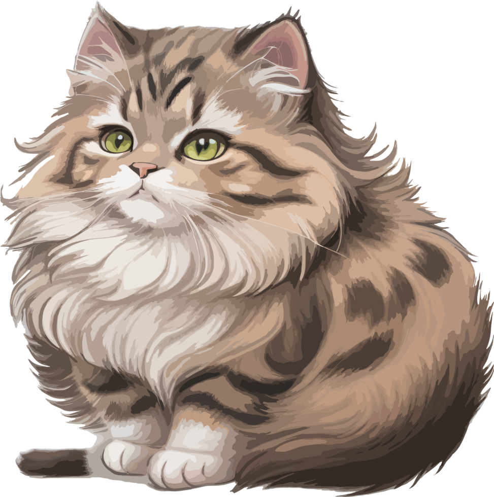 Fluffy Scottish Cat Cartoon AI Generative png