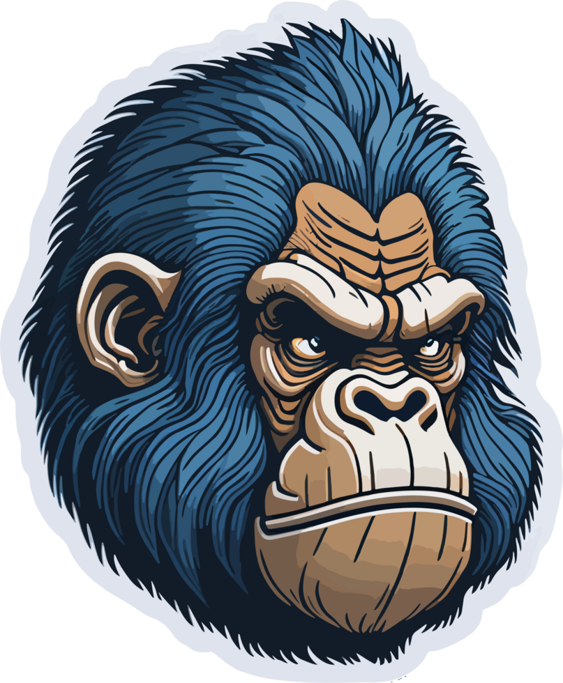 Wild Gorilla Head Sticker AI Generative png