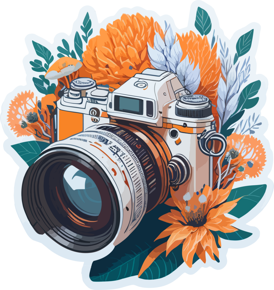 Retro Camera Clip Art AI Generative png