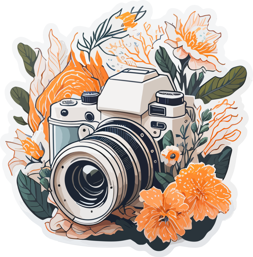 Retro Camera Clipart AI Generative png