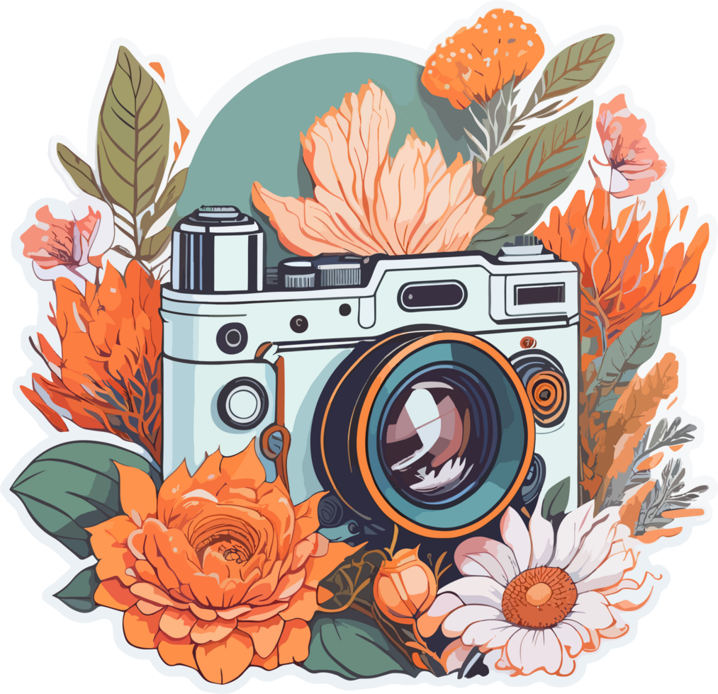 Retro Camera Cartoon with AI Generative png