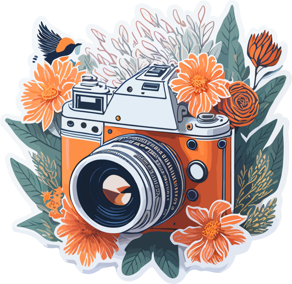 Retro Camera Clip Art with AI Generative png