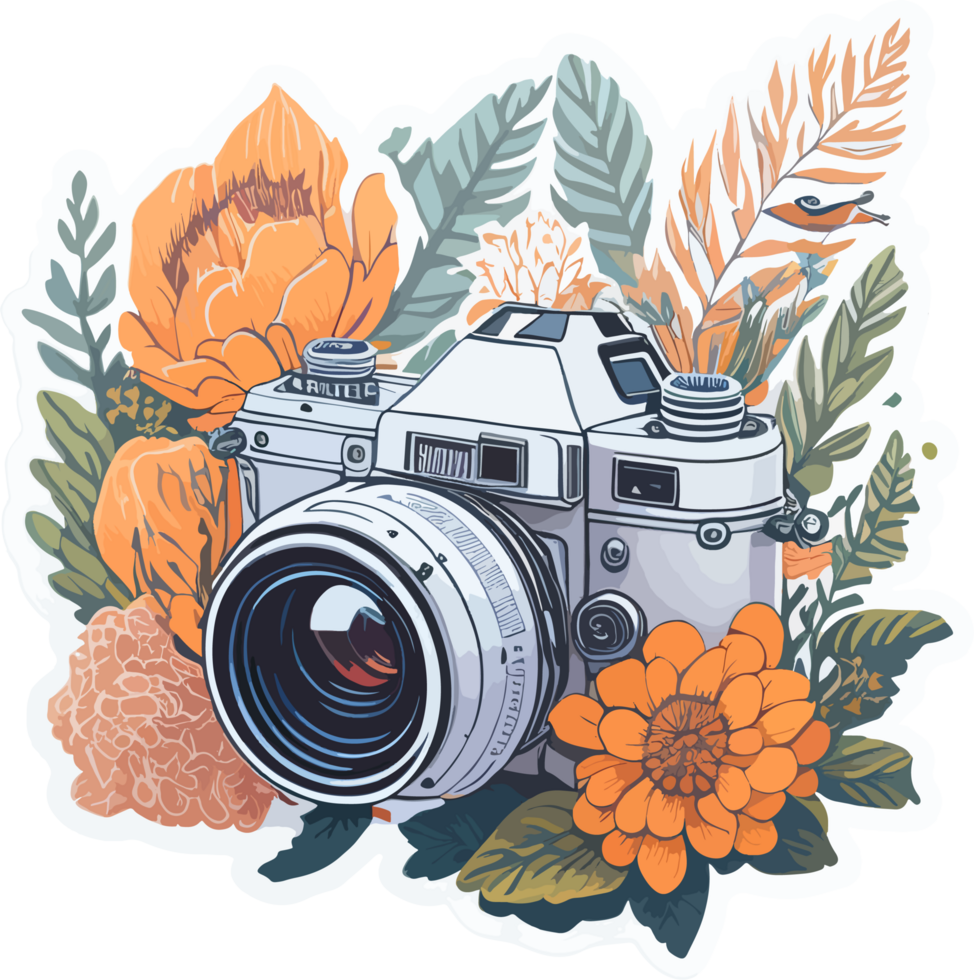 Retro Camera Graphic AI Generative png