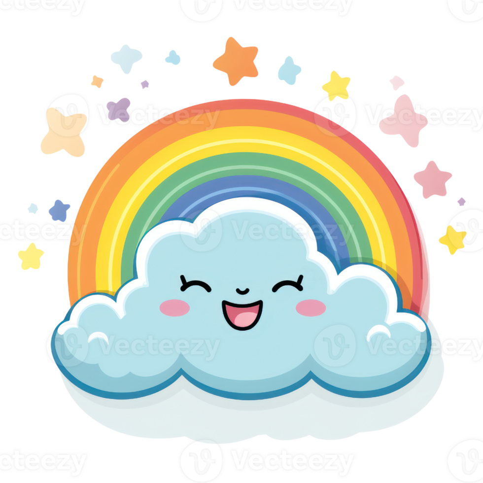 Cute Rainbow Cloud AI Generative png