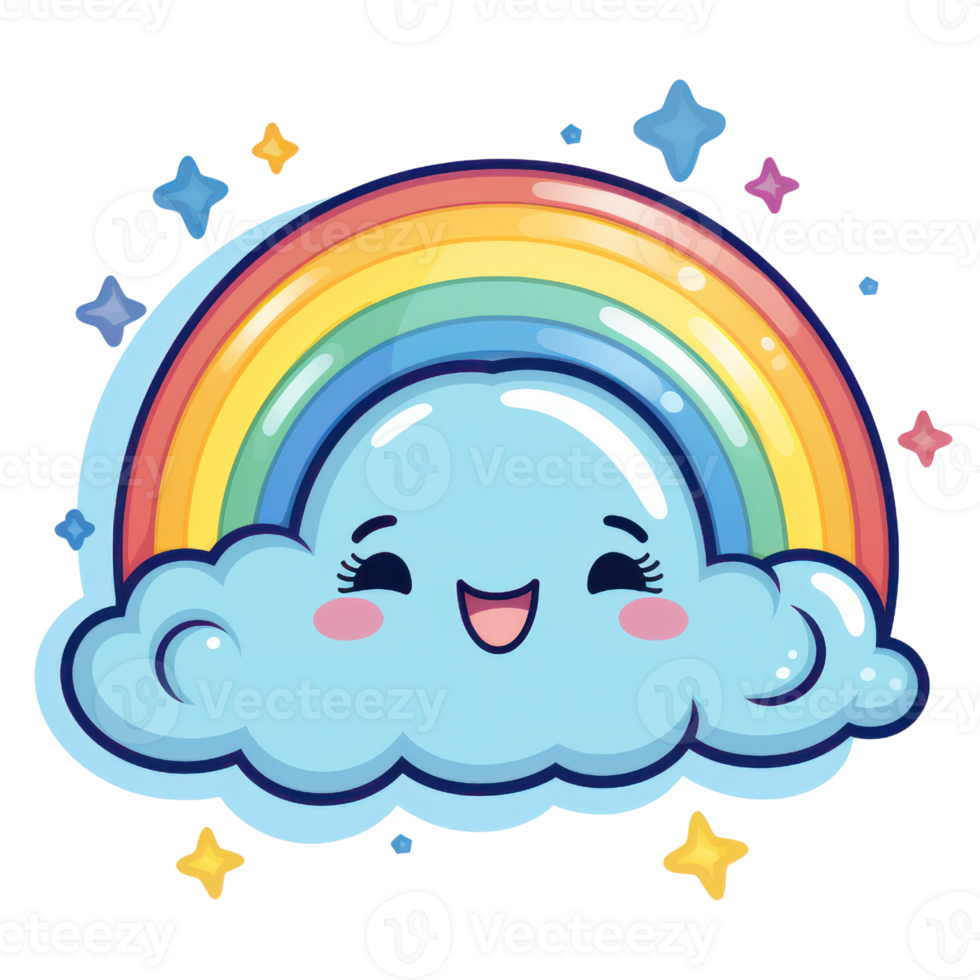 Cute Rainbow Cloud AI Generative png