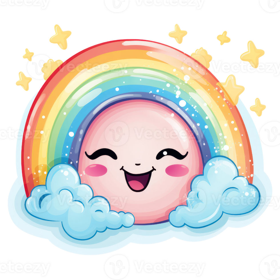 Cute Rainbow Cloud AI Generative png