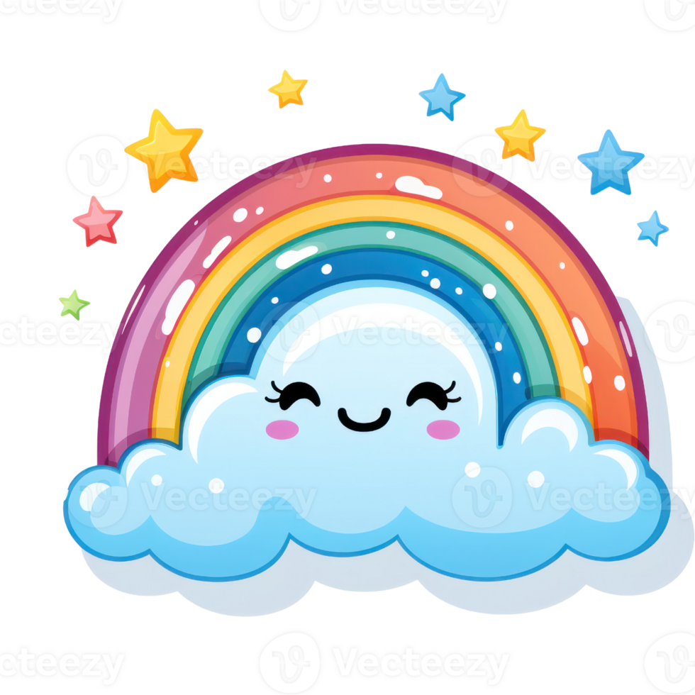 Cute Rainbow Cloud AI Generative png