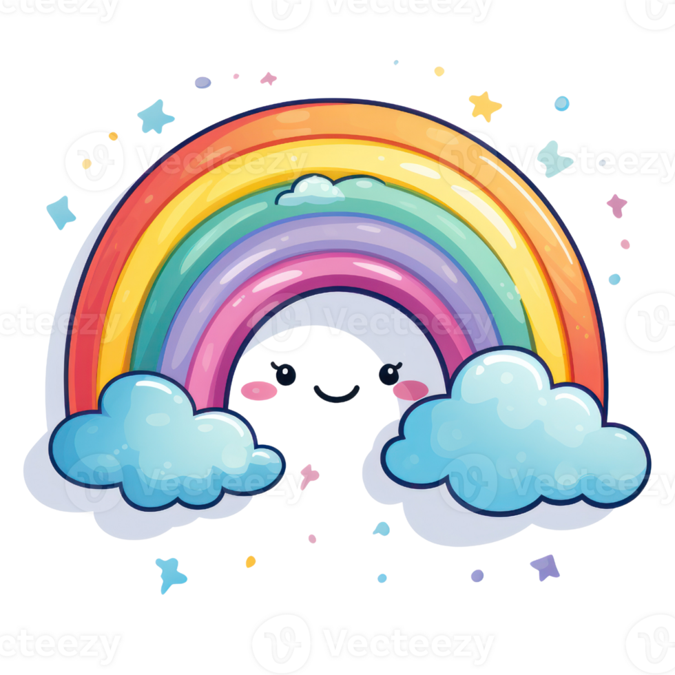 Cute Rainbow Cloud AI Generative png