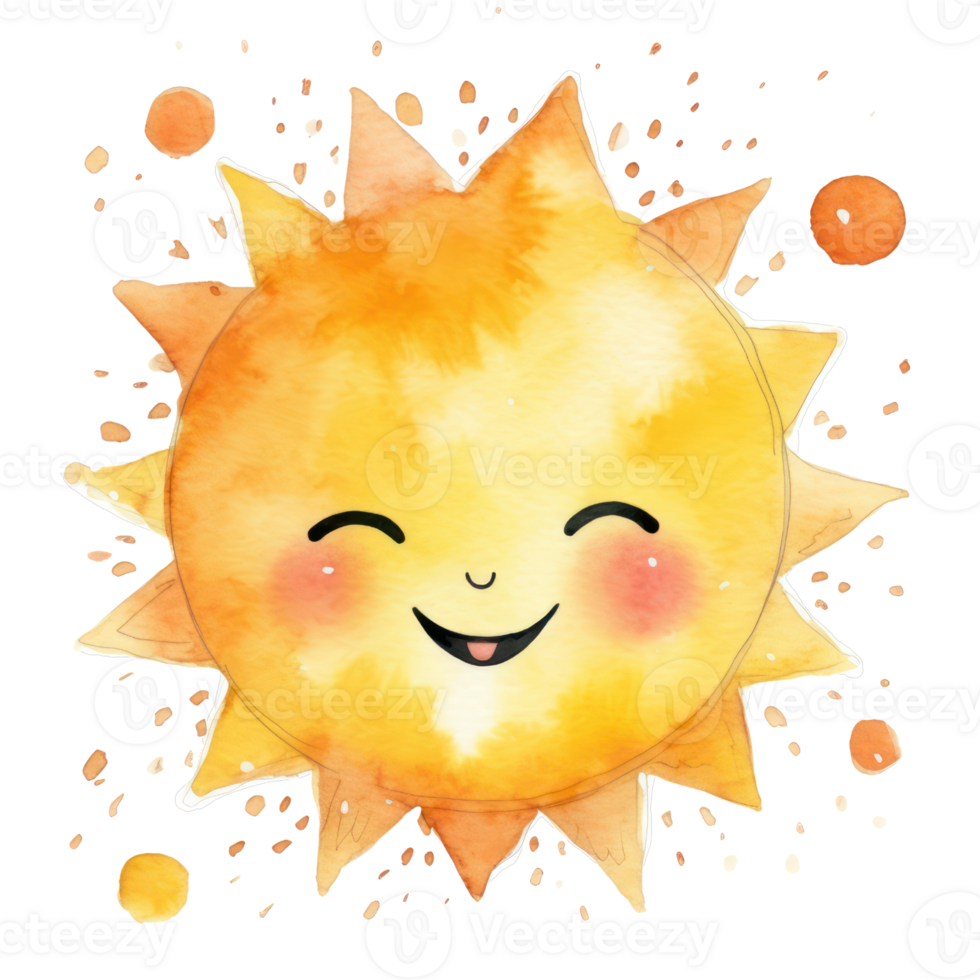 vattenfärg söt Sol ai generativ png