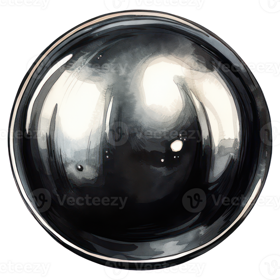 Black round metal ball AI Generative png