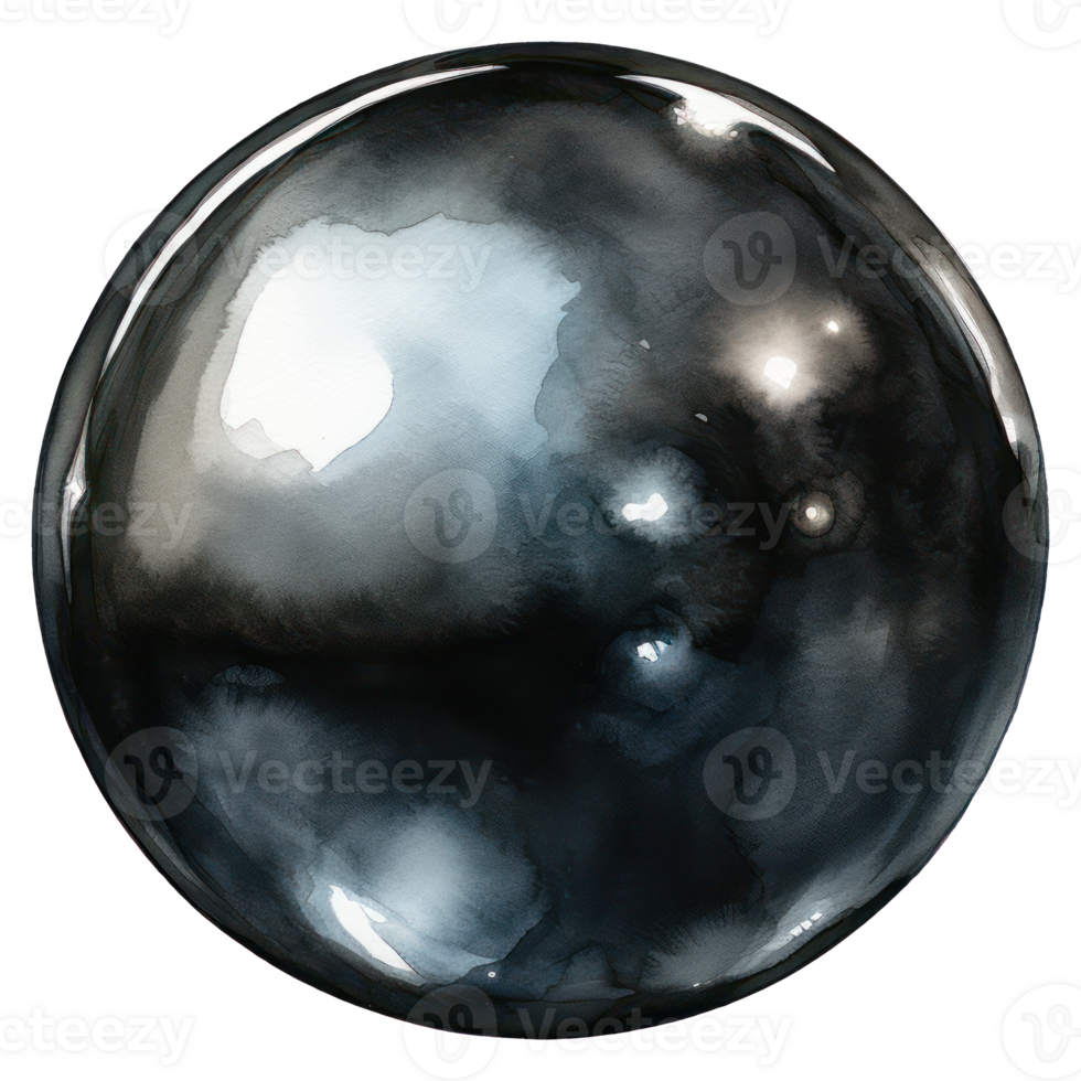 Black round metal ball AI Generative png