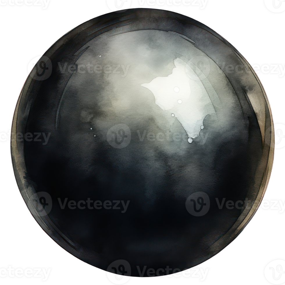 Black round metal ball AI Generative png