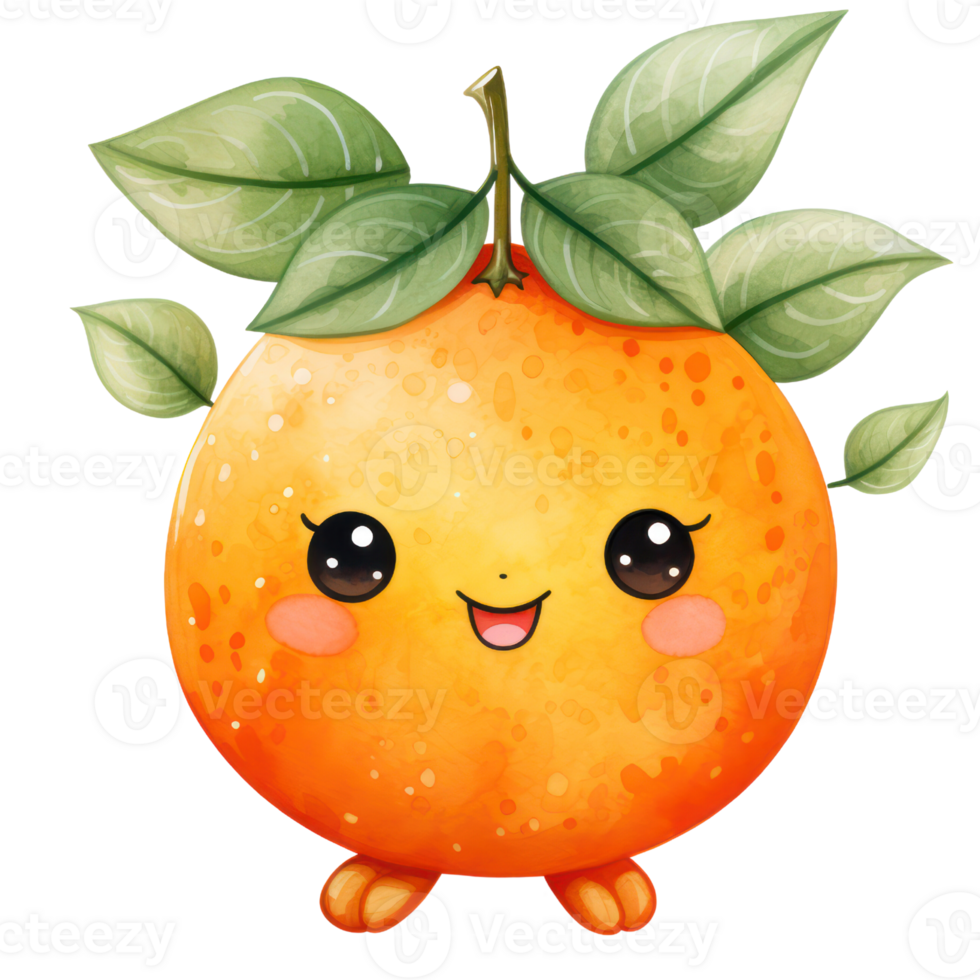 Kawai Cute Orange AI Generative png