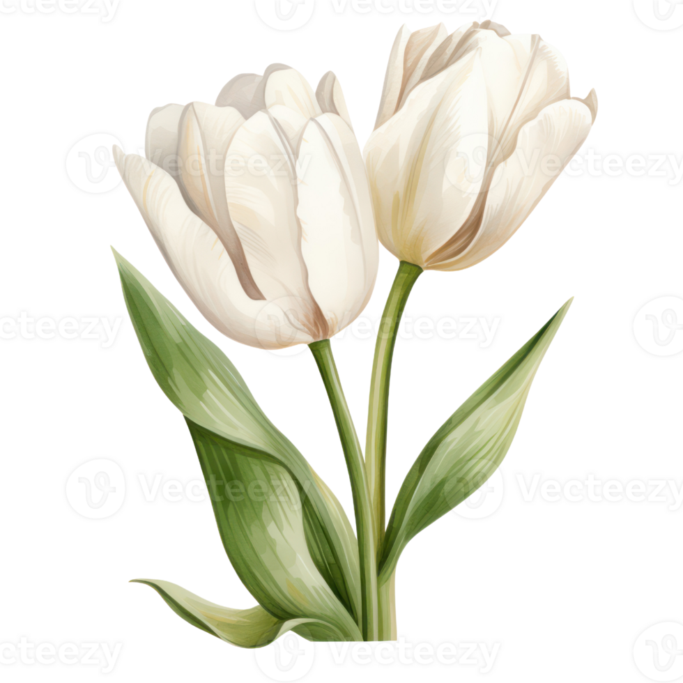 White Tulip Flower AI Generated png