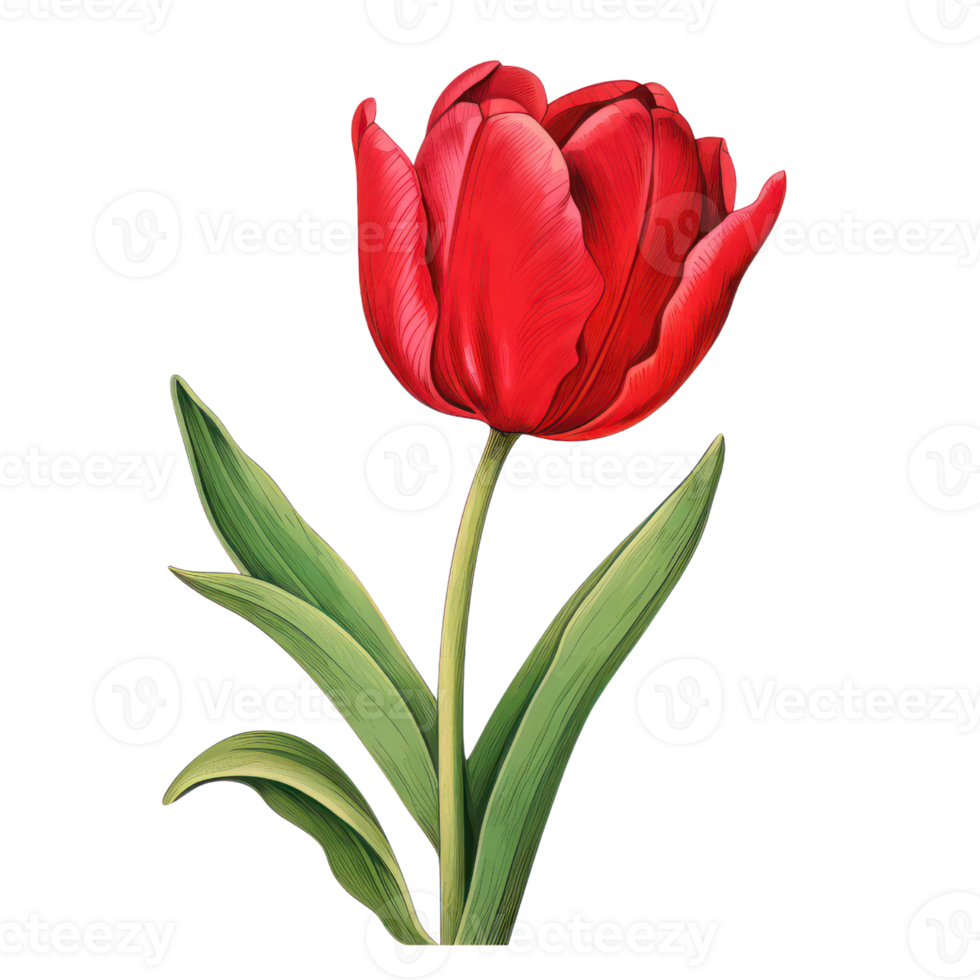 Red Tulip Flower AI Generated png