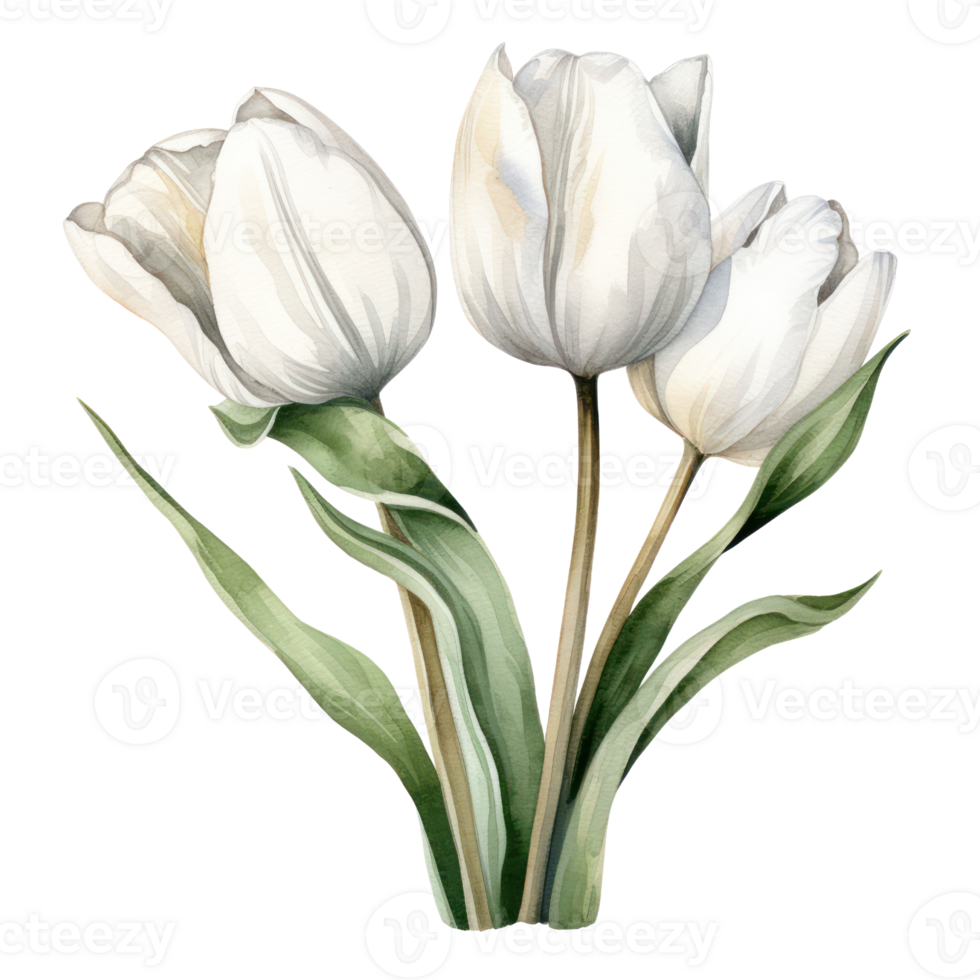 White Tulip Flower AI Generated png