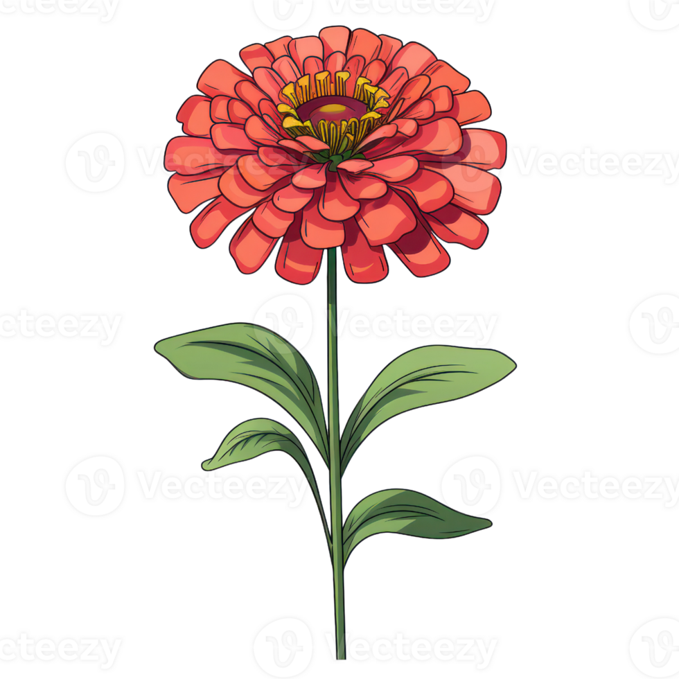 Blooming Zinnia Flower AI Generated png