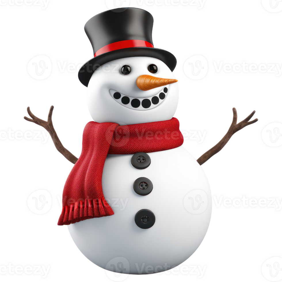 3D Snowman AI Generated png