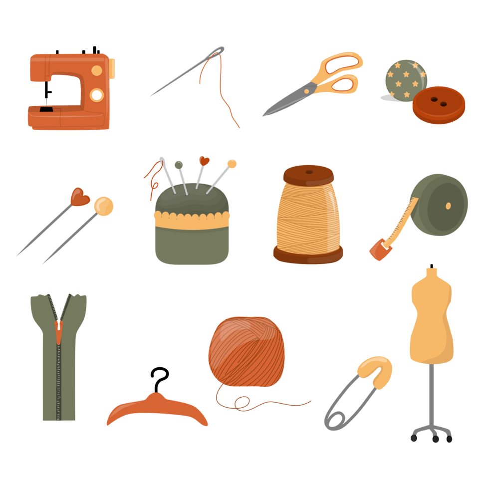 Set of sewing equipment png