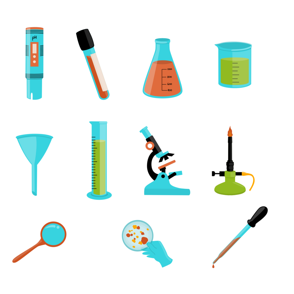 Set of laboratory equipment png