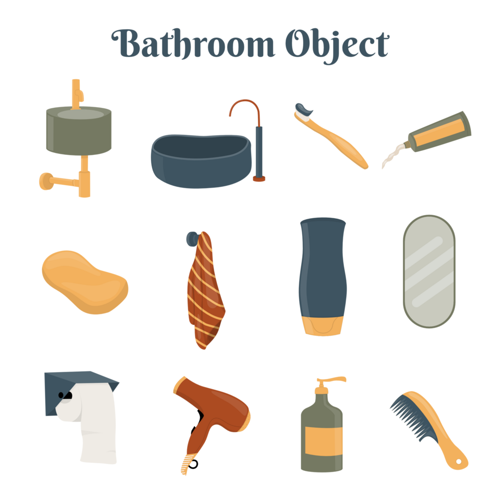 Set of bathroom object illustration png