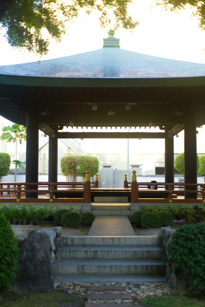 Asian Chinese Japanese Korean pavilion theme in the park photo